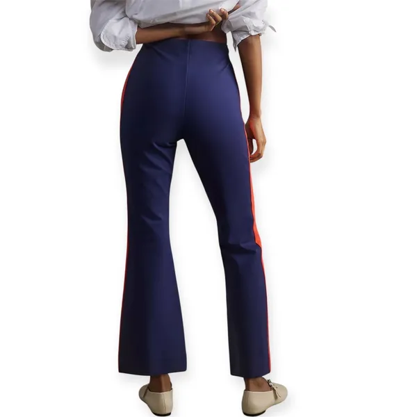 NWT Maeve Anthropologie The Margot Navy Red Side‎ Stripe Flare Pants Sz Small - Image 3