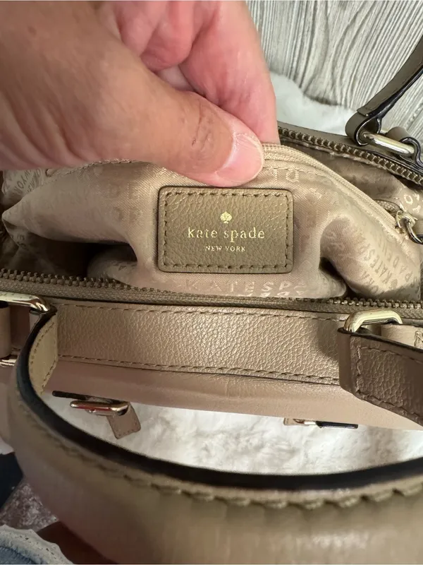 kate spade taupe leather satchel with buckled flap- Allen Street Raquelle - Image 9