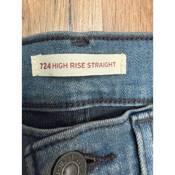 Levi's 724 High Rise Slim Straight Jeans 30x32 Gray Wash‎ NWT - Image 4