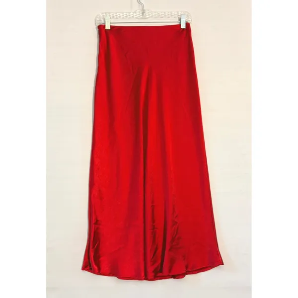 Princess Polly Red Satin Midi Skirt High Waisted Side Zip Size‎ US 4 AU/UK 8 - Image 5
