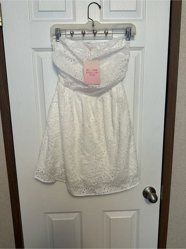 Hello Molly White Strapless Eyelet Mini Sundress - Image 3