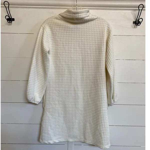 Max‎ Studio Women's Waffle Knit Cowl Neck Casual Dress Ivory XS - New - Image 5