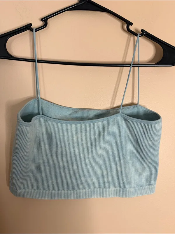 Aeropostale Baby Blue Ribbed Cropped Cami with Spaghetti Straps - Image 3