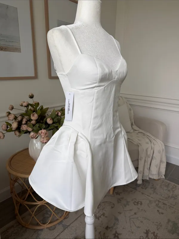 Princess Polly Alympia White Drop Waist Satin Bachelorette Mini Dress NWT - Image 7
