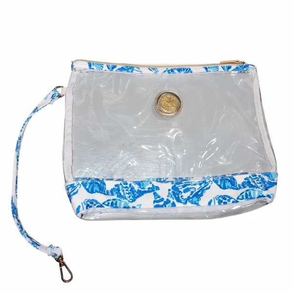 Lilly Pulitzer Oversized Clear Plastic PVC & Canvas Trim Tote Bag & Pouch - Image 8
