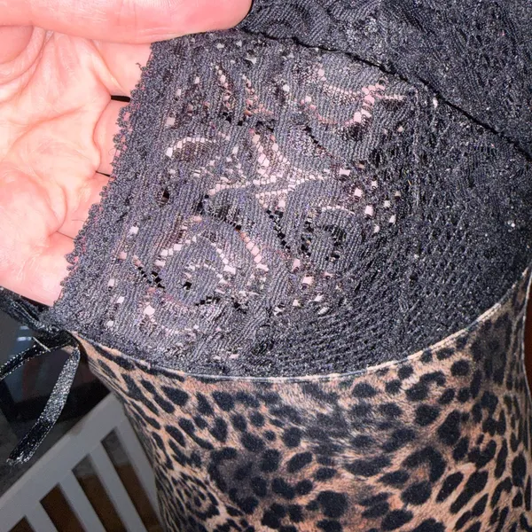 Leopard Print Chemise with Black Lace top - Image 4