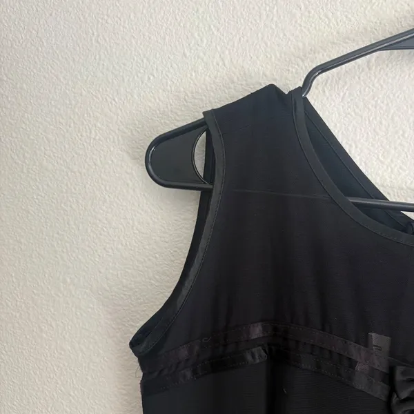 Vintage Grace USA Black Bodycon Mini Dress Satin Ribbon Bow Accent‎ M - Image 5