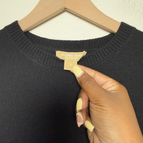 Michael Kors Collection Women 100% Cashmere Sweater Black Tie Waist Avant Guard - Image 4