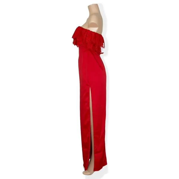 LOVERS + FRIENDS Sylvia Strapless Satin Gown, Flame Scarlet, Medium - Image 6