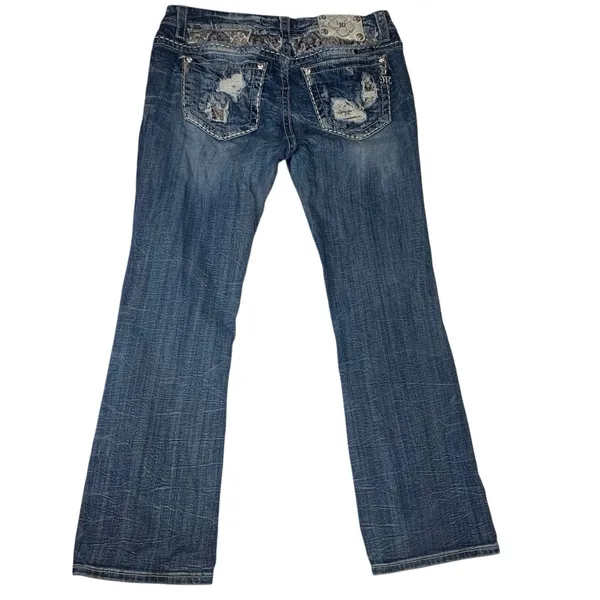 Miss Me size 31 mid rise easy boot jeans embroidered cowgirl western rodeo blue - Image 3