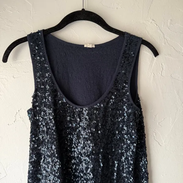 J. Crew Women's Size Small Navy Blue Sequin Sparkle Party‎ Tank Top - Image 2