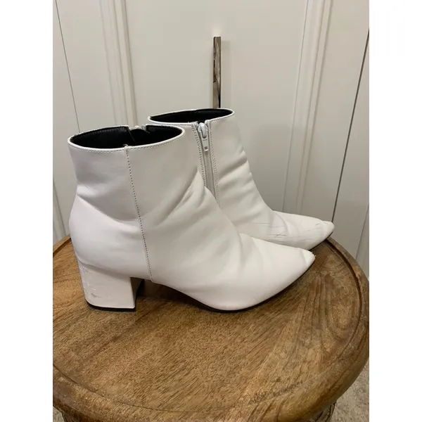 SHEIN Women's White‎ Ankle Booties Size 10 Block Heel Casual - Image 6