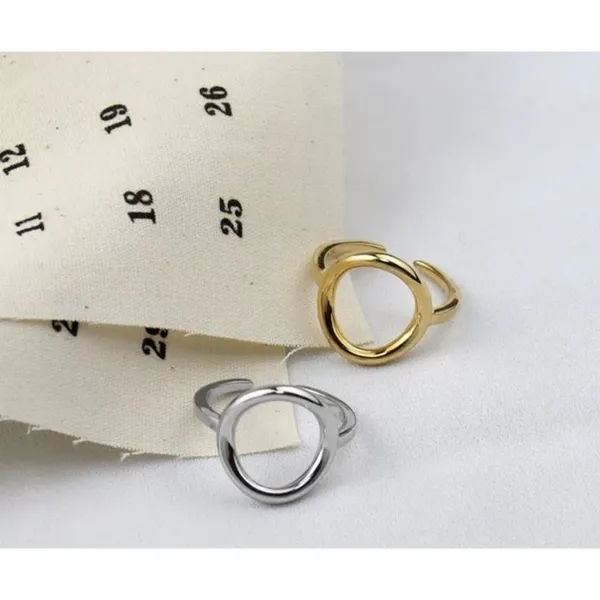 NEW Women's Solid Circle Ring Adjustable Gold‎ Plated S925 - Image 2