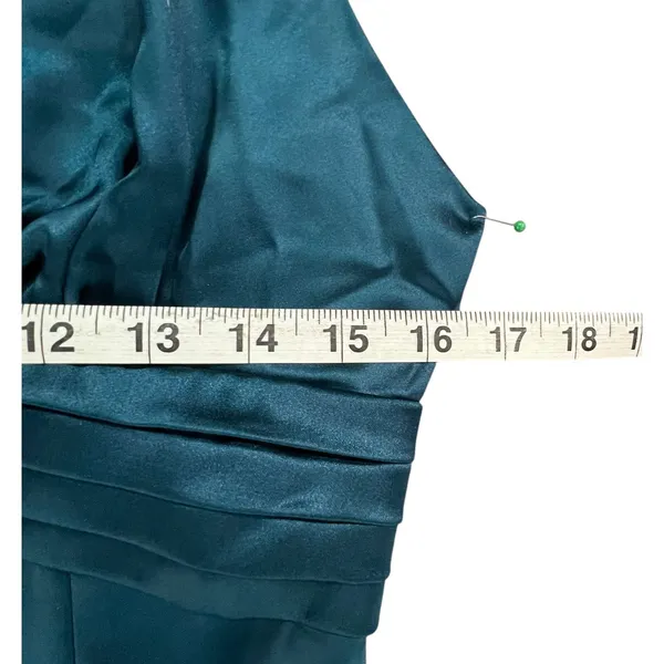 Lulus Maxi Dress XL Teal Blue Satin Gown Divine‎ Entrance Criss Cross Back Slit - Image 10