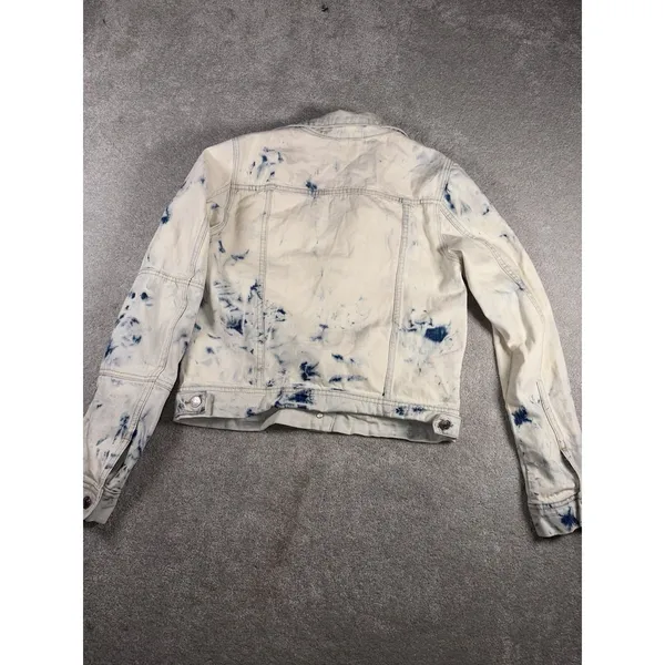 Free People Rumor Denim Jacket Tie Dye Blue Size Med For Women - Image 9
