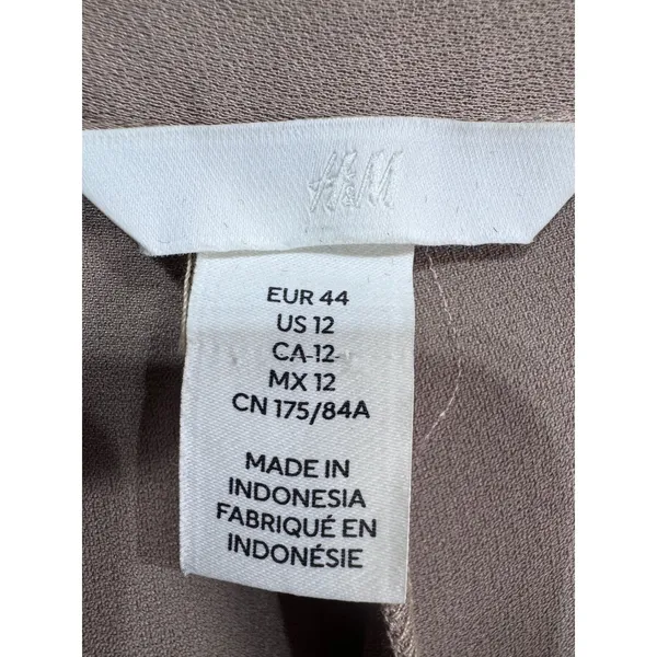 H&M Taupe Straight‎ Leg Dress Pants Women's US 12 High Rise Slit Hem - Image 6