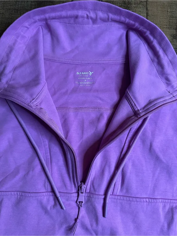 Old Navy Active Women's Medium Purple Quarter Zip Crop Sweatshirt Zipper Pockets - Image 5