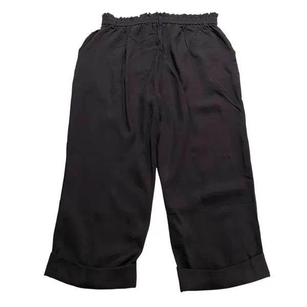 Halara High Waist Wide Leg Pants NWT Cropped Cuff Hem Black Women L Pockets Work - Image 2