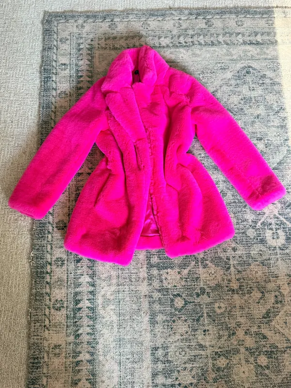 Majorelle Amora hot pink fuschia faux fur oversized coat S - Image 3