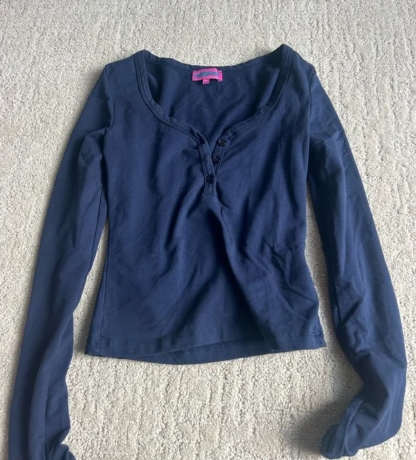 Edikted Navy Long Sleeve Top - Image 2