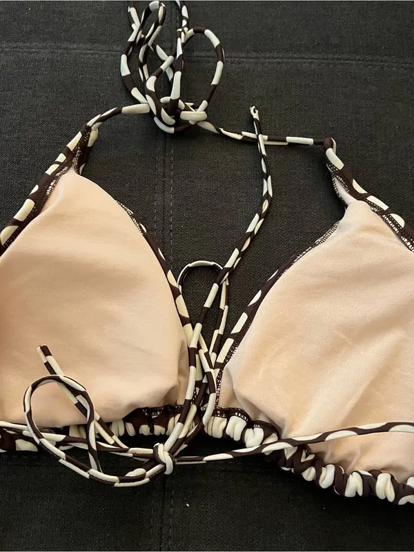 Xhilaration Y2K Brown & White Polka Dot Bikini Size Large Bottom Extra Large Top - Image 10