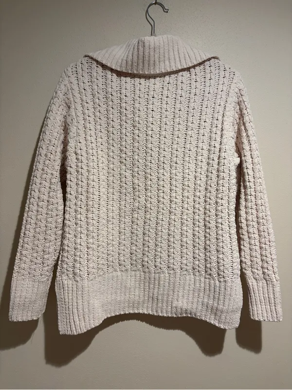 Aerie Cable Car Chenille 1/4 Quarter Zip Sweater Oversized Cream Size Small - Image 10