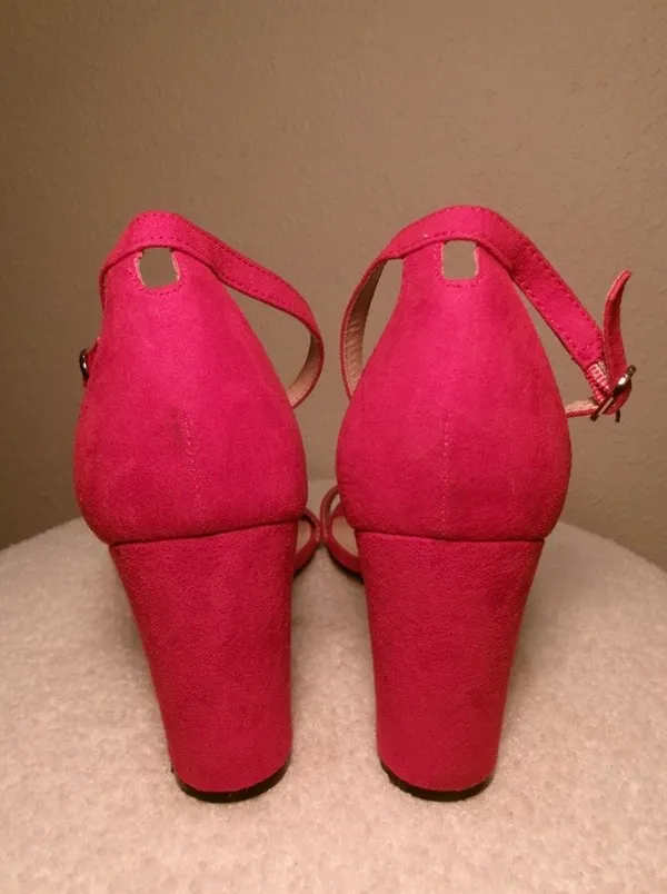 Kelly & Katie Red Open-Toe Ankle-Strap Block Heels - Image 6