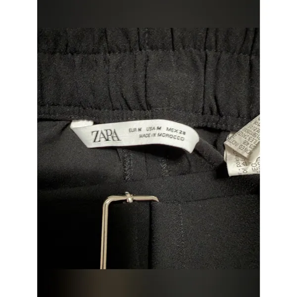 Zara Black Cargo Pants Belted Utility Jogger Snap Ankle Tapered Size M - Image 4