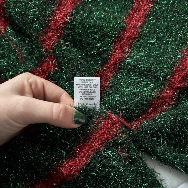 99‎ Jane Street Christmas Cardigan Womens Medium Green Open Front Holiday Vest - Image 8