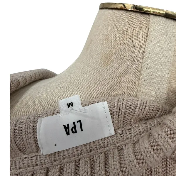 LPA Naolin Taupe Rib Knit Open Back Collared Bodycon Mini Dress‎ Size Medium - Image 12