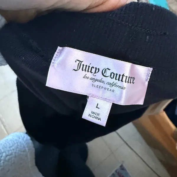 Juicy Couture Black Velour Spellout Y2K Sleep Pants - Image 3