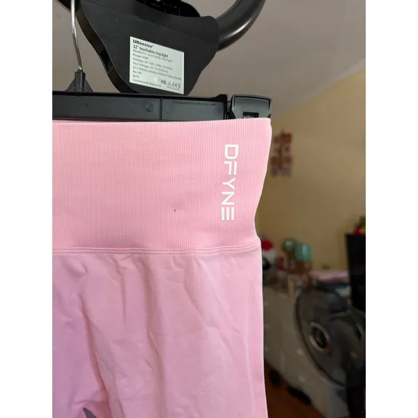 DFYNE Dynamic High Waisted Ribbed Leggings‎ Baby Pink Size Small Workout - Image 5