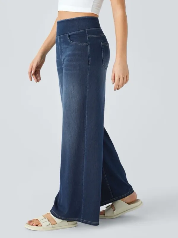 HALARA Flex High Waisted Multiple Pockets Baggy Wide Leg Jeans Size M Tall - Image 5