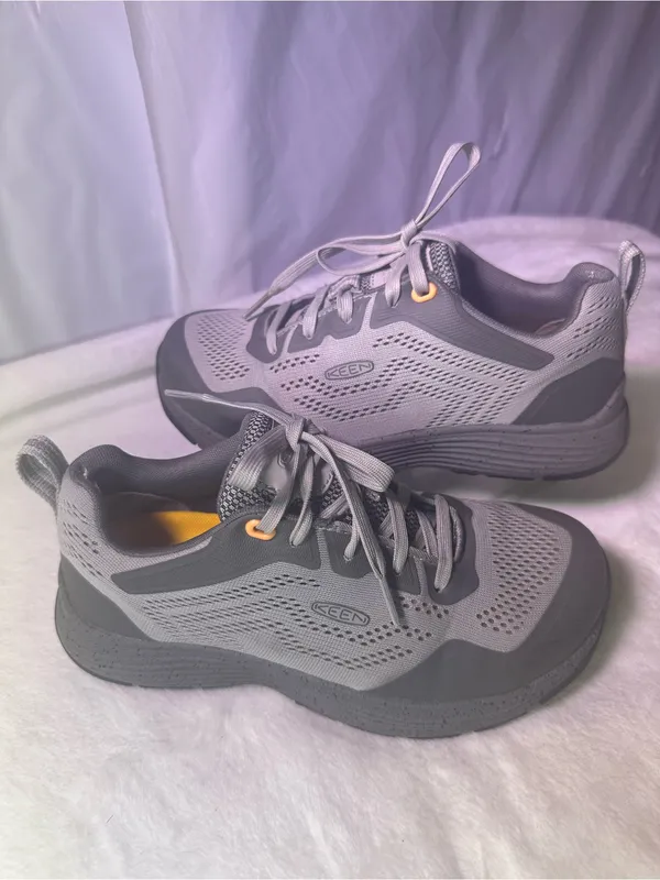 Keen Gray Mesh Athletic Sneaker with Orange Accent - Image 3