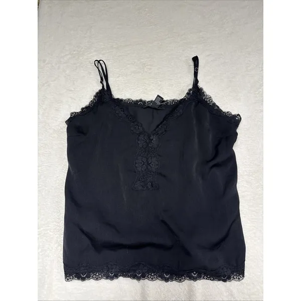 Forever 21 00s Scene Emo Black Lace Cropped Cami Sz L‎ Gothcore Witchy Y2k Indie Sleaze - Image 2