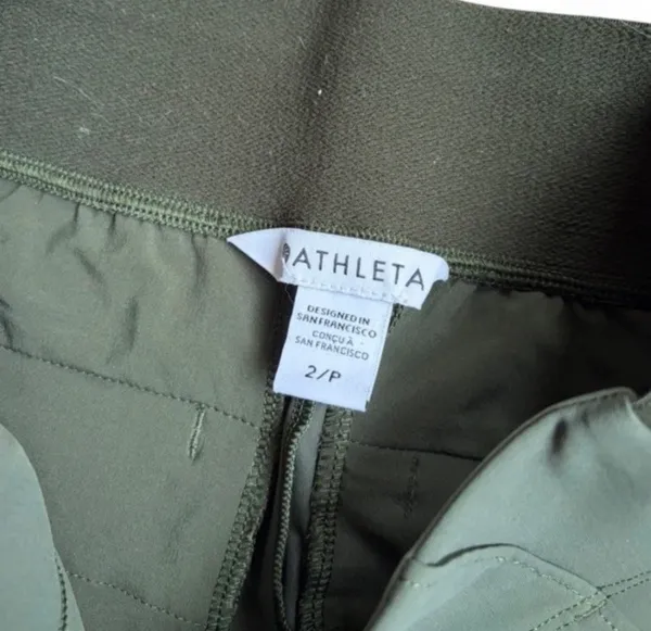 Athleta Women's Green Flared Pants Pull On Stretch Size 2P Petites - Image 2