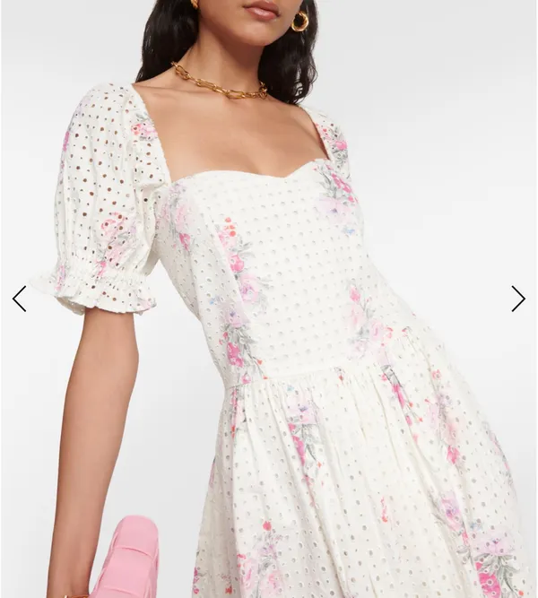 Love Shack Fancy Altima Floral Eyelet Mini Dress Size Medium - Image 2