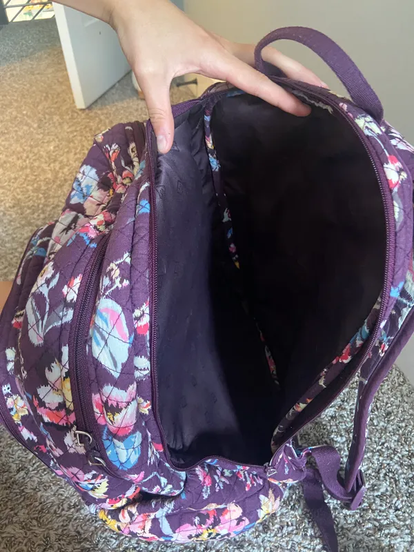 Vera Bradley Campus Backpack Maroon Floral - Image 12