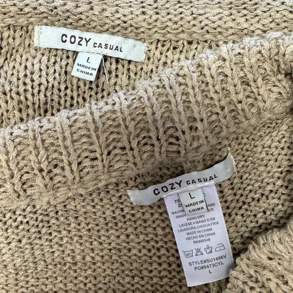 Cozy Casual Knit 2 Piece Lounge Set Camel Brown Sweater and Shorts SU1486V Large - Image 7