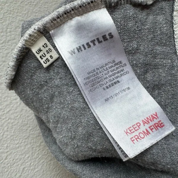 Whistles Light Gray Quilted Crewneck Jumper Size 8 US Medium - Image 7
