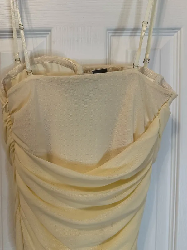 JLUXLABEL Ruched Buttery Cream Spaghetti Strapped Dress/Gown - Image 9