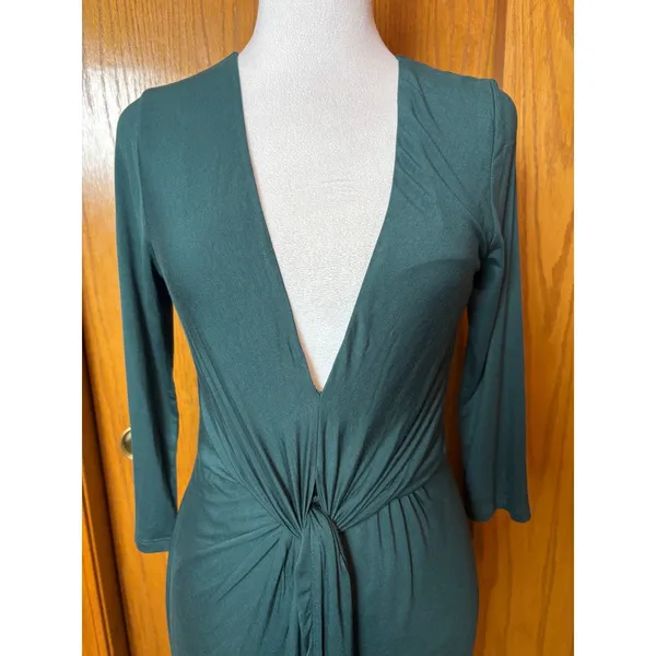 Lovers and Friends Sundance Maxi Dress Everglade Green V-Neck Twist Front Small - Image 5