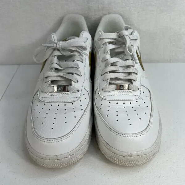 NIKE Size 9.5 Air Force 1 '07 NN Next Nature DV3808-101 Bronzine White Leather‎ - Image 5
