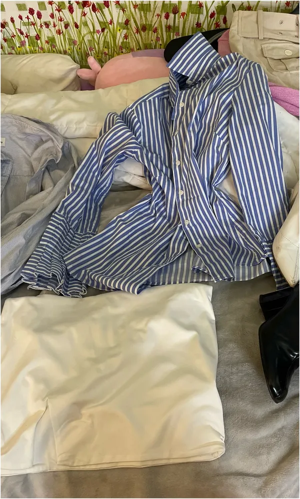 Striped button up top Blue - Image 2