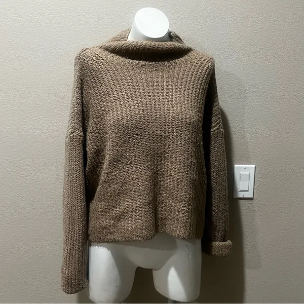 Anthropologie tan knit pullover sweater - Image 2