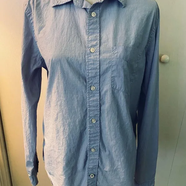GAP Blue Casual Button Down Shirt Lightweight Cotton - Image 3