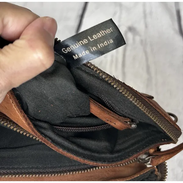 Harbour 2nd Luna Cognac Leather Crossbody Belt Bag Convertible 5 Compartment - Image 8