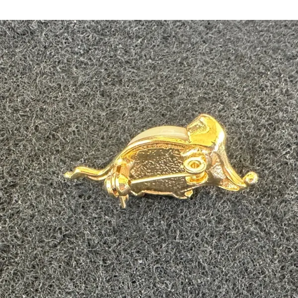Vintage Gold‎ Tone Mouse Brooch Faux Pearl Rhinestone Animal Pin Whimsical EUC - Image 3