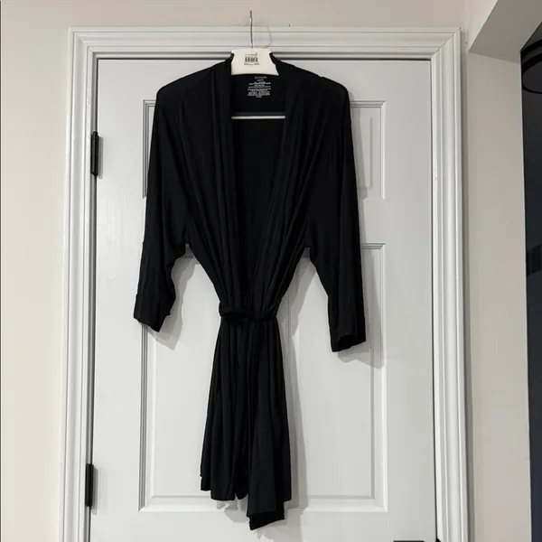 Elegant Black Women's Three-Quarter Sleeve Robe Size L - Image 2