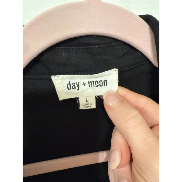 Day+Moon Black Denim Zip Front Sleeveless Dress, M - Image 4